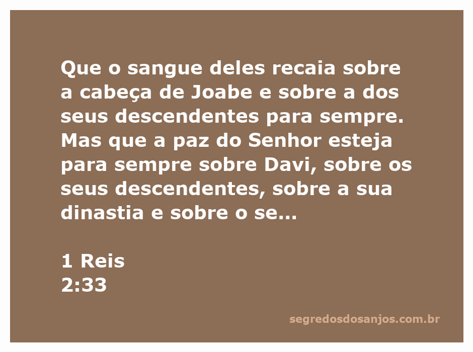 Imagem representando a passagem de 1 Reis 2:33, destacando a condenação de Joabe e a bênção sobre Davi e sua linhagem.