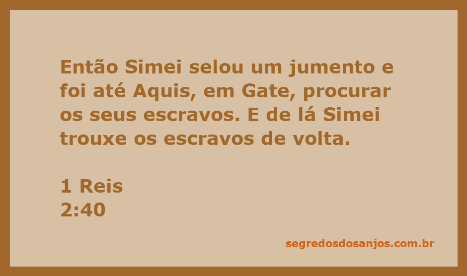 Simei montando um jumento em direção a Gate para recuperar seus escravos.