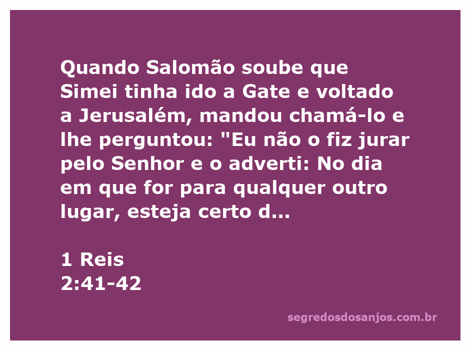 Salomão confrontando Simei sobre sua desobediência ao juramento.