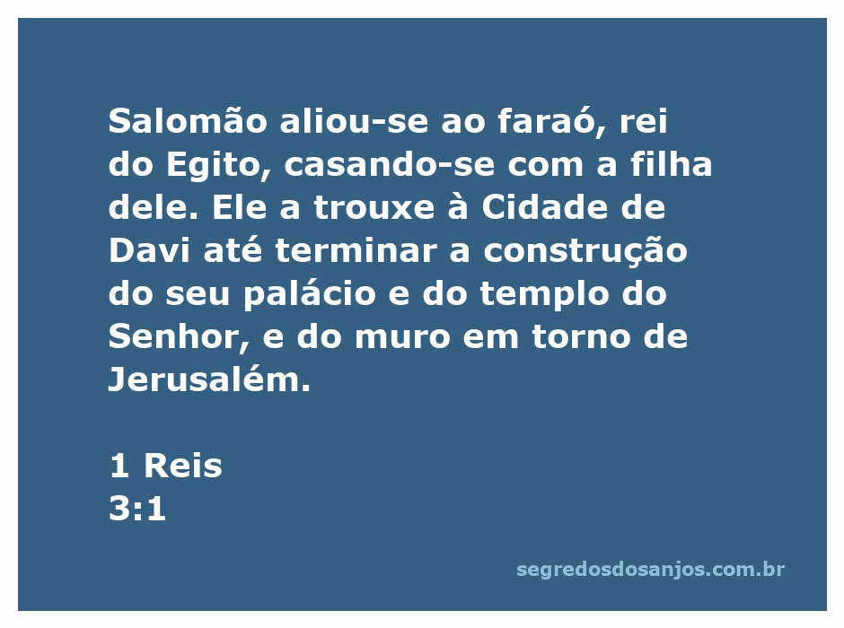 Salomão casando-se com a filha do faraó do Egito, simbolizando a aliança entre Israel e Egito.