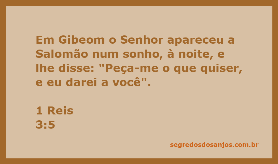 Salomão recebendo a visita de Deus em um sonho em Gibeom