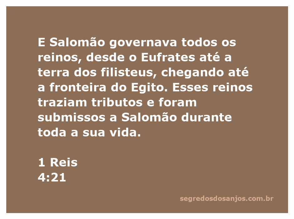 Ilustração que representa o reino de Salomão abrangendo os territórios desde o Eufrates até o Egito.