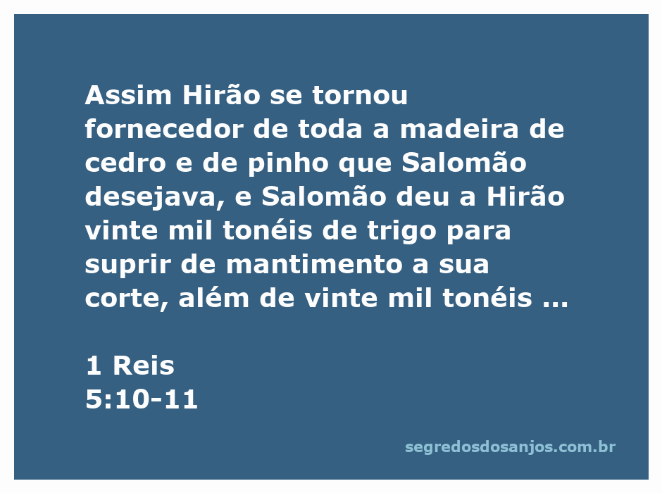 Ilustração de Salomão recebendo madeira de cedro de Hirão, com símbolos de abundância como trigo e azeite ao fundo.