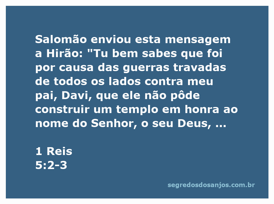 Mensagem de Salomão a Hirão sobre a construção do templo