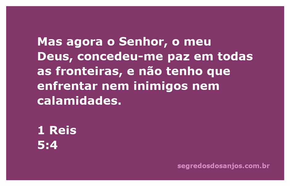 Versículo de 1 Reis 5:4 que fala sobre a paz concedida por Deus