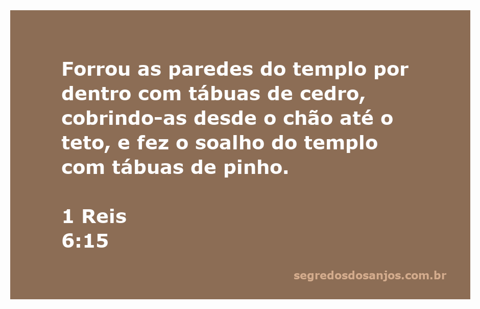 Interior do templo forrado com tábuas de cedro e soalho de pinho, representando a construção descrita em 1 Reis 6:15.