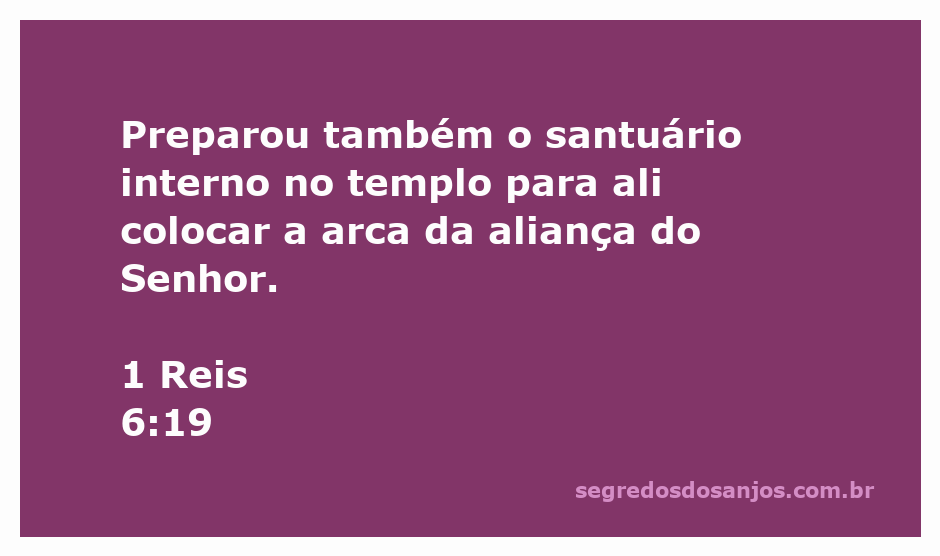 Imagem do santuário interno do templo onde a arca da aliança do Senhor foi colocada, representando a santidade e a presença divina.