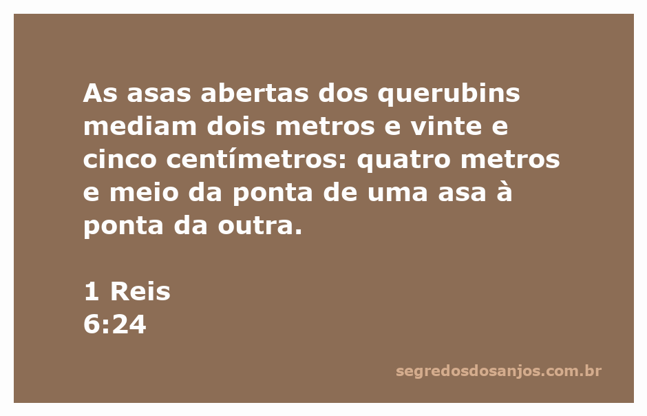 Imagem de querubins com asas abertas medindo 2,25 metros cada, em uma representação artística da passagem bíblica 1 Reis 6:24.