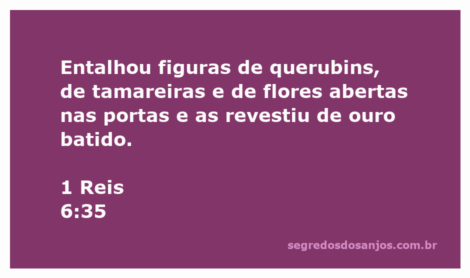 Imagem das portas do Templo de Salomão com entalhes de querubins, tamareiras e flores abertas revestidas em ouro batido.