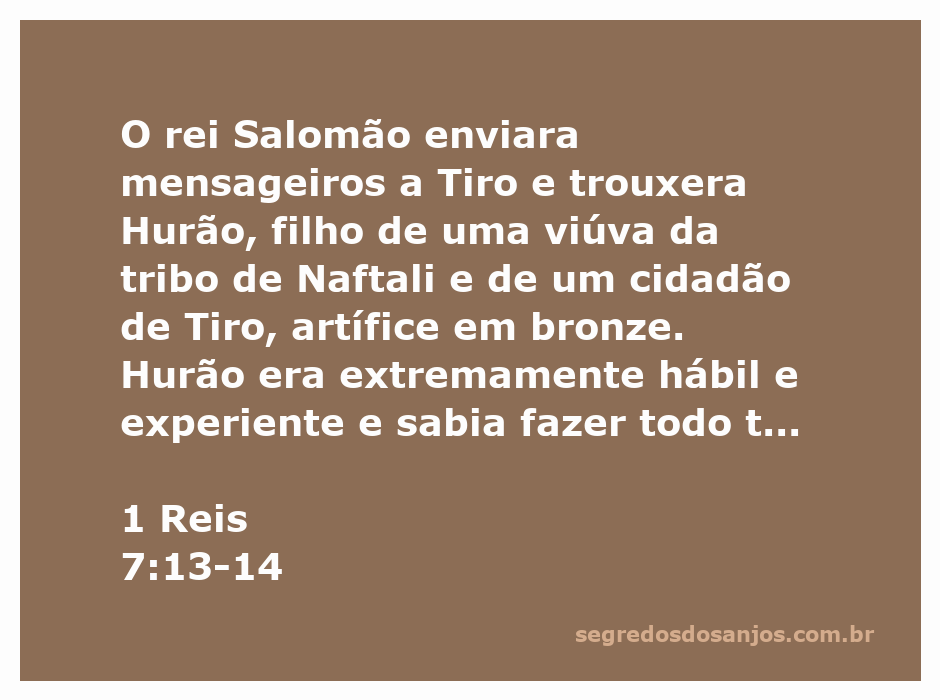 Arte de Hurão, o artífice em bronze, trabalhando sob a orientação do rei Salomão.