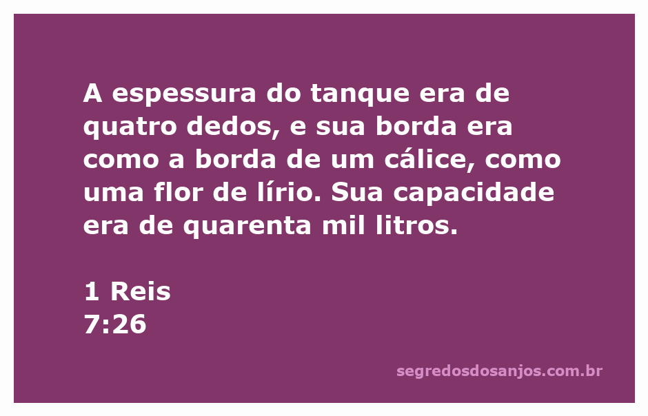 Imagem do tanque descrito em 1 Reis 7:26, com bordas similares a um cálice e formato de flor de lírio.