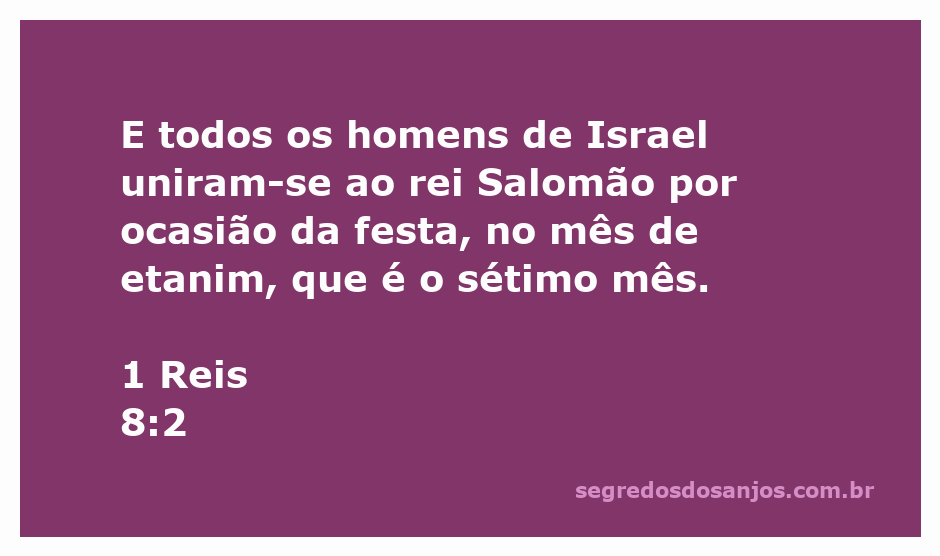 Reunião dos homens de Israel com o rei Salomão durante a festa do mês de etanim.