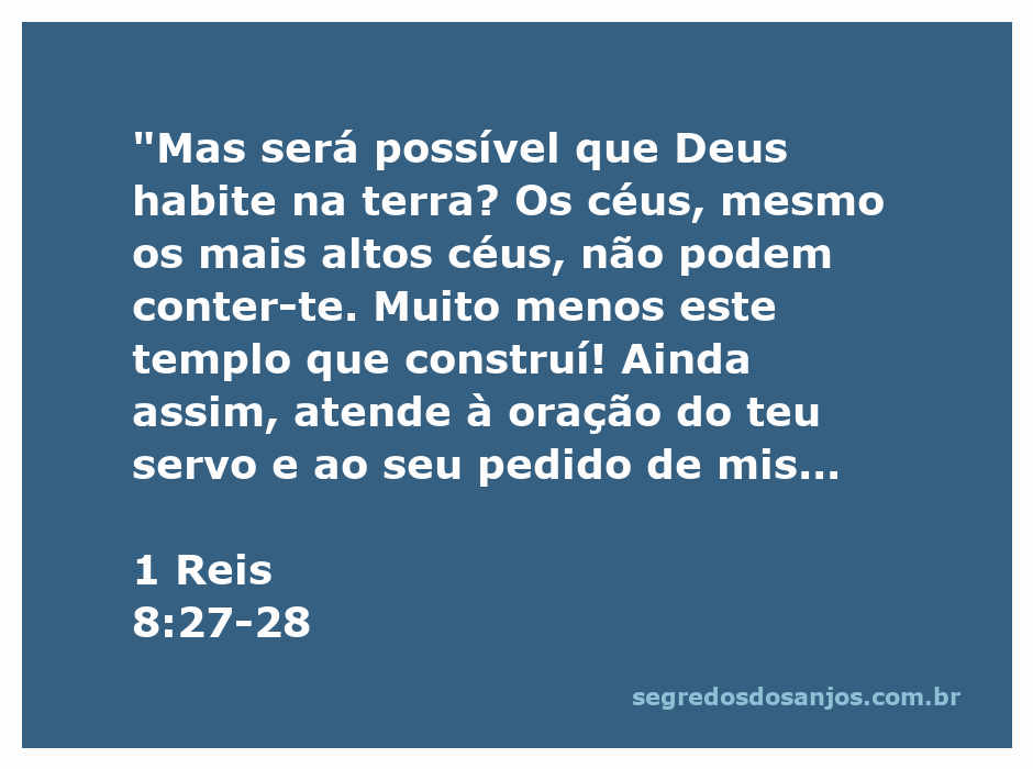 Uma imagem do templo de Salomão simbolizando a presença de Deus na terra, com uma oração sendo feita por um servo de Deus.