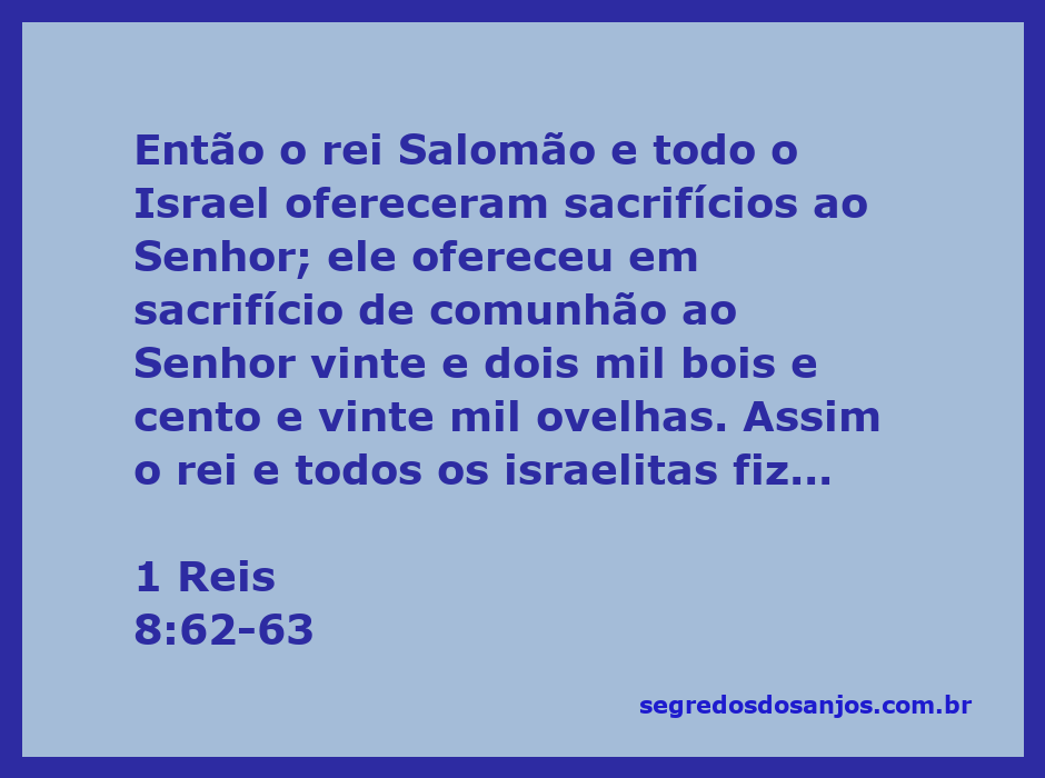 Rei Salomão e o povo de Israel oferecendo sacrifícios em dedicação ao templo.