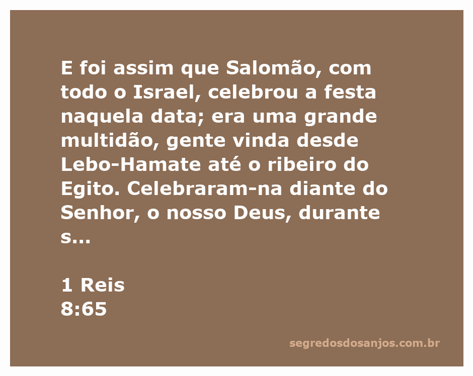 Salomão e o povo de Israel celebrando a festa diante do Senhor.