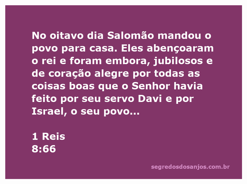 Salomão despede o povo com alegria após a dedicação do templo.