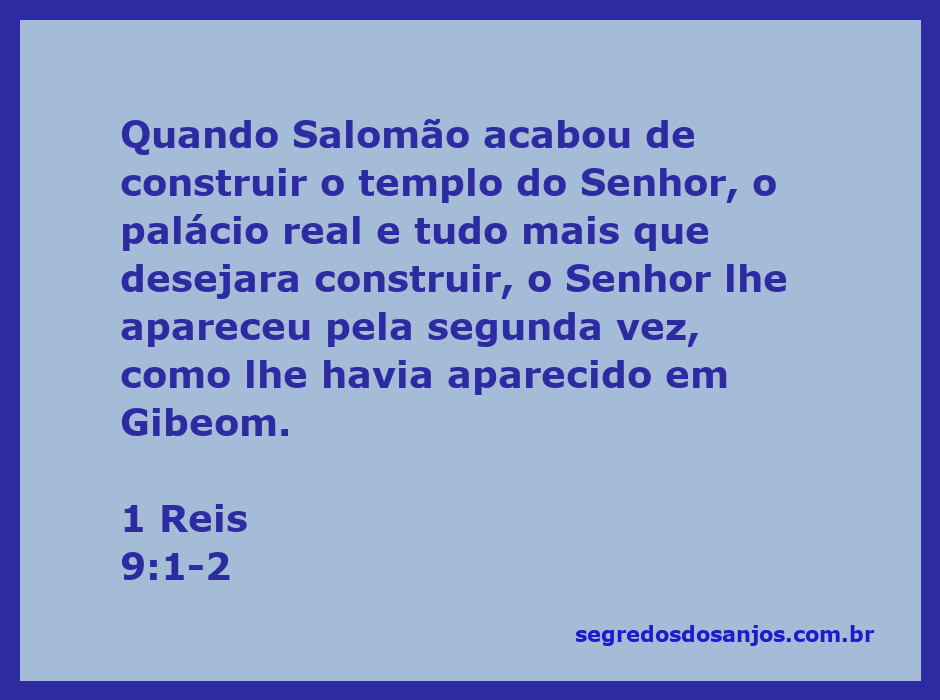 Salomão em frente ao templo do Senhor após sua construção