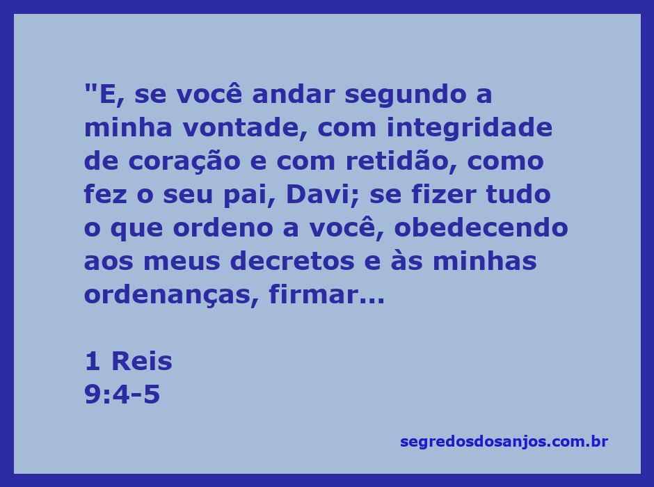 Versículo de 1 Reis 9:4-5 destacando a promessa de Deus a Salomão sobre o trono de Israel.