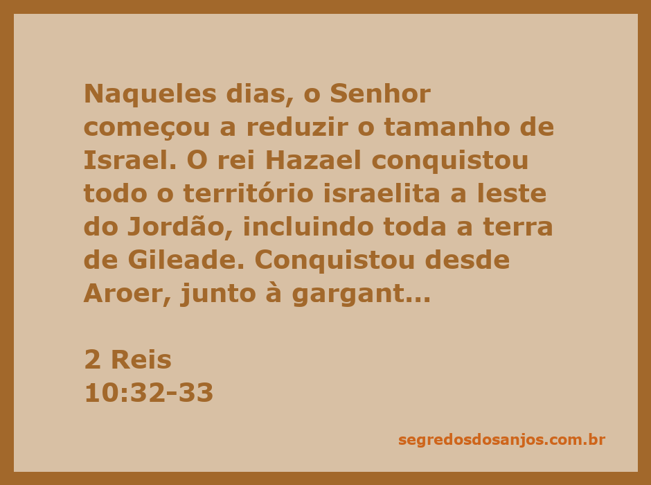 Mapa da conquista de Hazael em Israel, mostrando as terras de Gileade e as tribos de Gade, Rúben e Manassés.