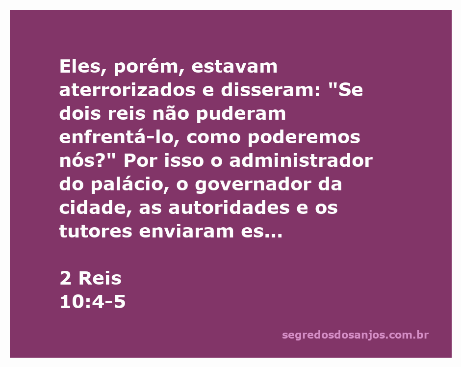 Imagem que ilustra a passagem de 2 Reis 10:4-5, representando a situação de medo e submissão dos líderes diante de Jeú.