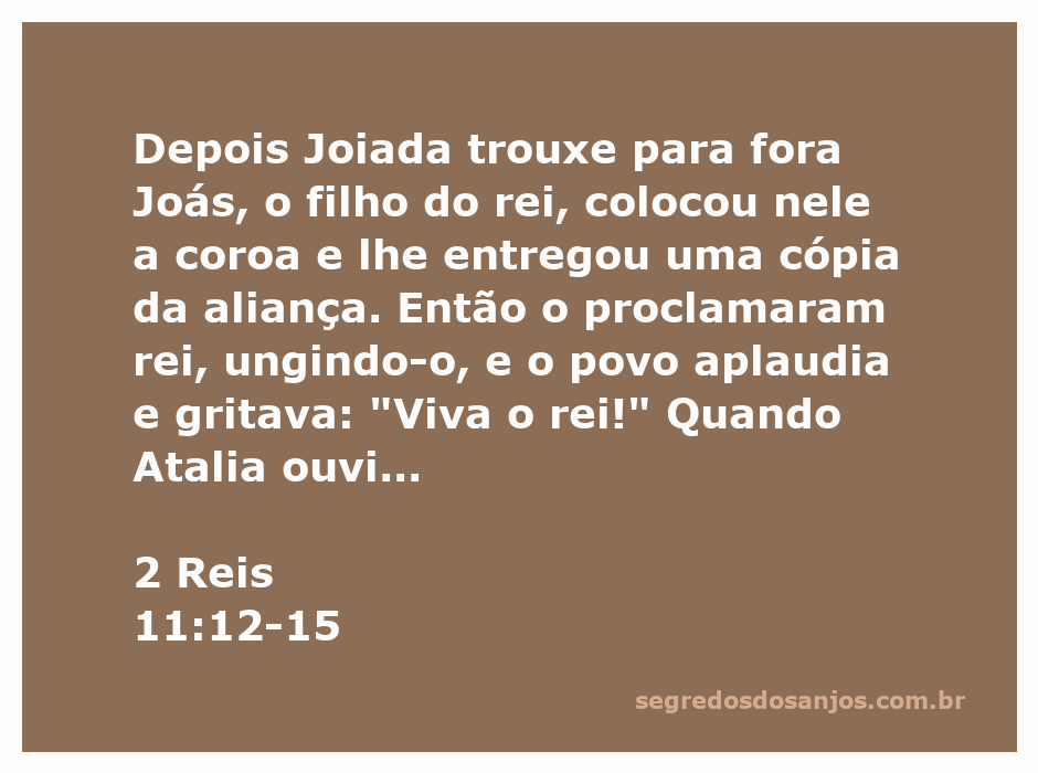 Coroação de Joás, o rei, com o povo celebrando ao fundo.