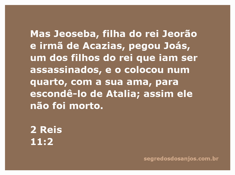 Jeoseba escondendo Joás para protegê-lo de Atalia, ilustração da passagem bíblica 2 Reis 11:2.