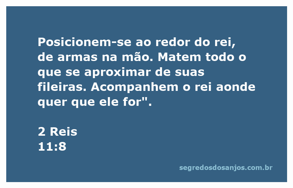 Guardiões armados protegendo o rei conforme instruído em 2 Reis 11:8.