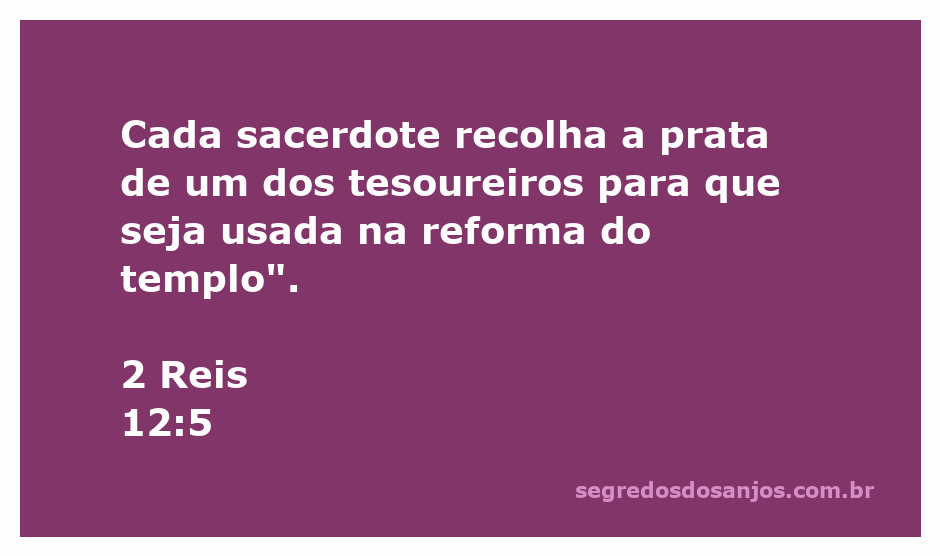 Reforma do templo em 2 Reis 12:5, mostrando sacerdotes recolhendo prata para o trabalho.