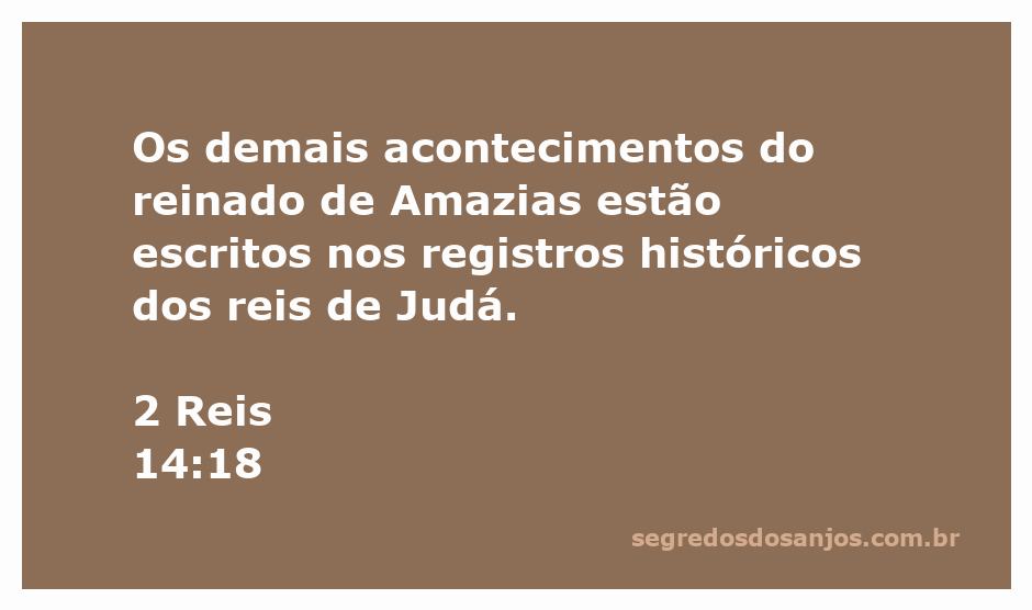 Registro histórico do reinado de Amazias, rei de Judá, conforme mencionado em 2 Reis 14:18.