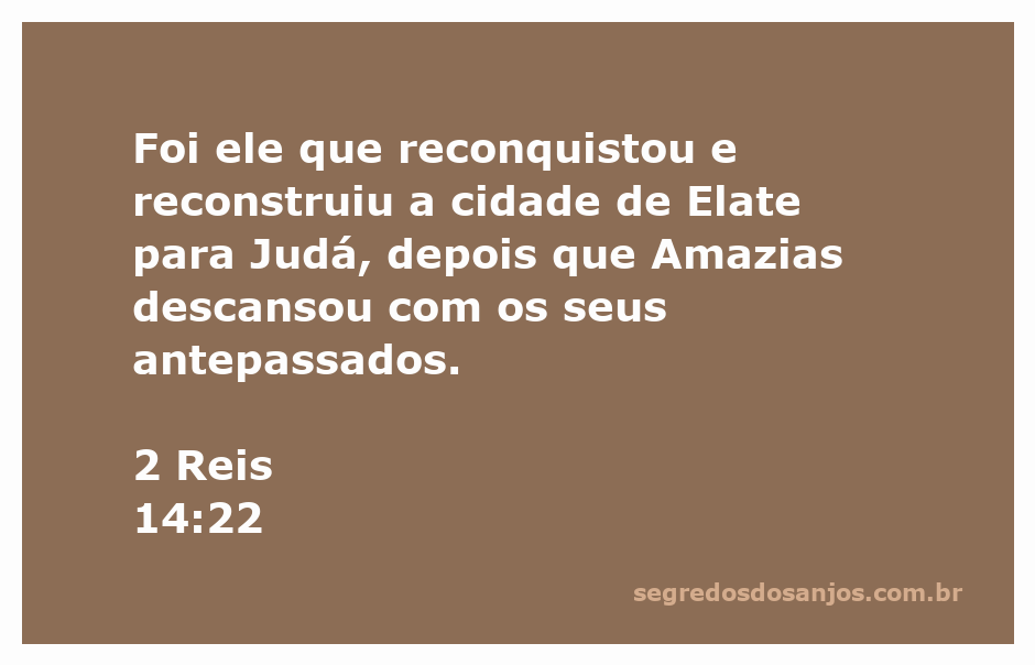 Reconstrução da cidade de Elate por um rei de Judá, inspirado por 2 Reis 14:22.