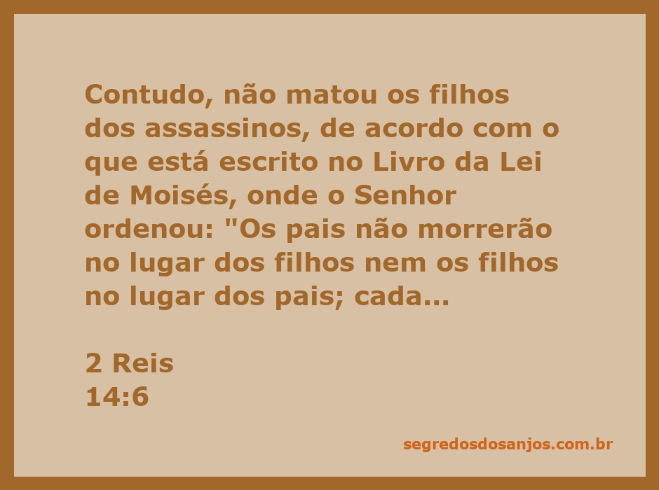 Uma ilustração que representa o versículo de 2 Reis 14:6, destacando a justiça de Deus em relação aos pecados dos pais e filhos.
