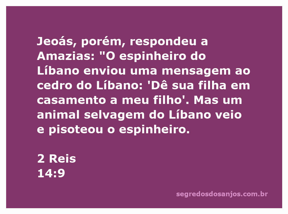 Ilustração da passagem de 2 Reis 14:9, representando a mensagem entre o espinheiro e o cedro do Líbano.