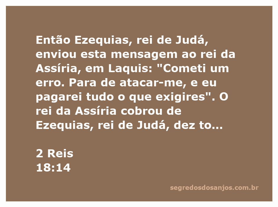 Rei Ezequias de Judá enviando uma mensagem ao rei da Assíria em Laquis, representando arrependimento e submissão.
