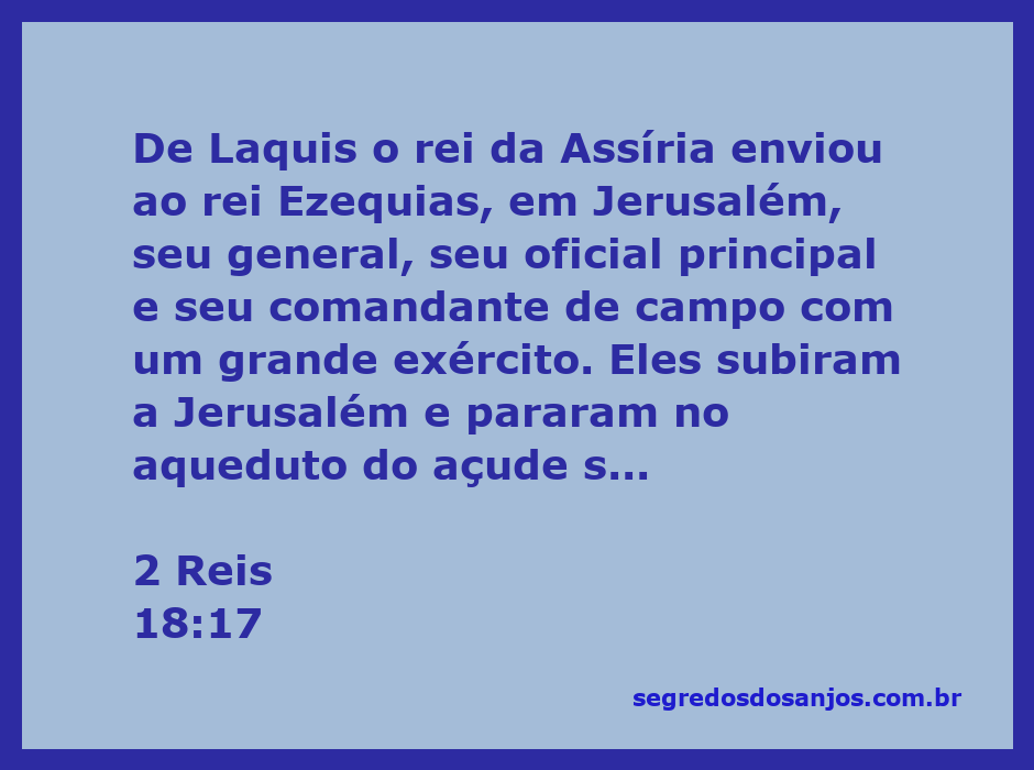 Representação do exército assírio se aproximando de Jerusalém durante a época do rei Ezequias, conforme descrito em 2 Reis 18:17.