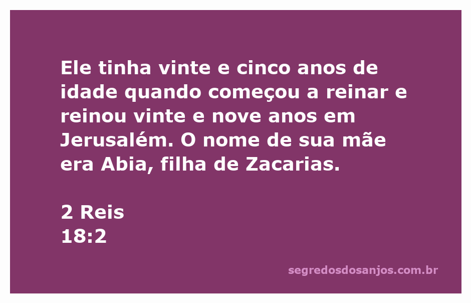 Rei Ezequias de Judá, que começou a reinar aos 25 anos e governou por 29 anos em Jerusalém.
