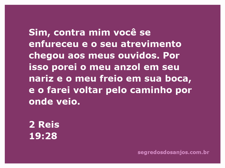 Imagem representando a passagem de 2 Reis 19:28, onde Deus responde ao desafio do rei da Assíria.