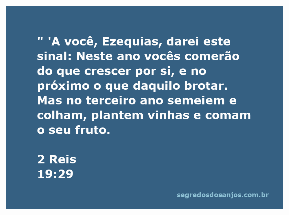 Imagem representativa do versículo 2 Reis 19:29, mostrando Ezequias recebendo a promessa de colheitas abundantes.