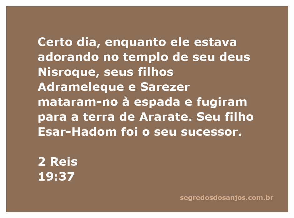 Ilustração da cena em que Adrameleque e Sarezer matam seu pai no templo de Nisroque.