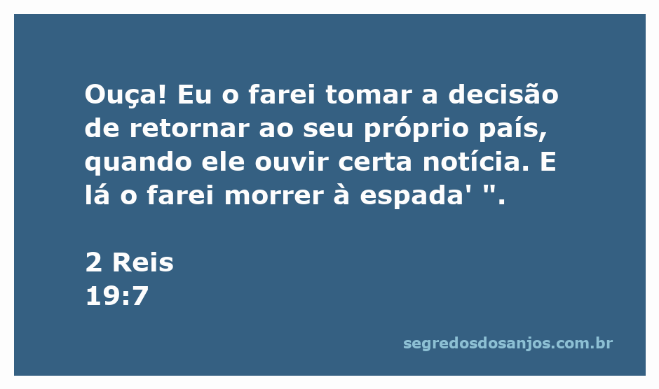 Profeta falando sobre a destruição de Senaqueribe em 2 Reis 19:7
