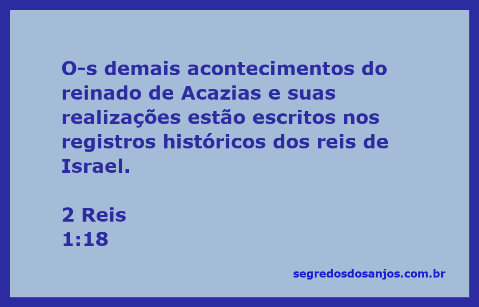 Registro histórico do reinado de Acazias, rei de Israel, conforme mencionado em 2 Reis 1:18.