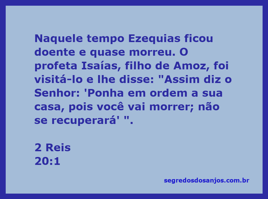 Ezequias recebe a visita do profeta Isaías em seu leito de morte.