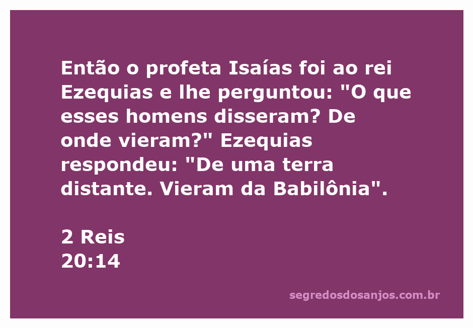 Profeta Isaías conversando com o rei Ezequias sobre visitantes da Babilônia