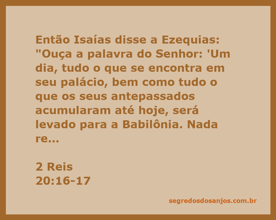 Profeta Isaías anuncia a Ezequias o juízo de Deus sobre Judá