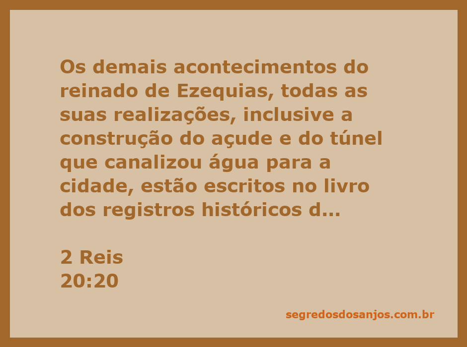 Rei Ezequias supervisionando a construção do túnel que trouxe água para a cidade.
