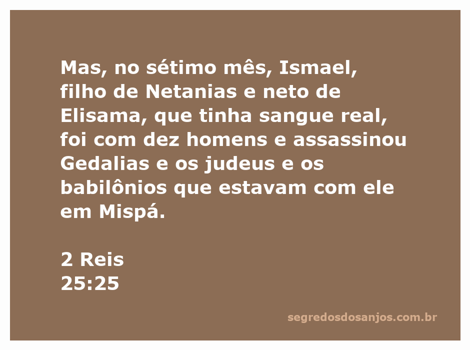 Ilustração da traição e assassinato de Gedalias por Ismael, com destaque para a desolação da cidade de Mispá.