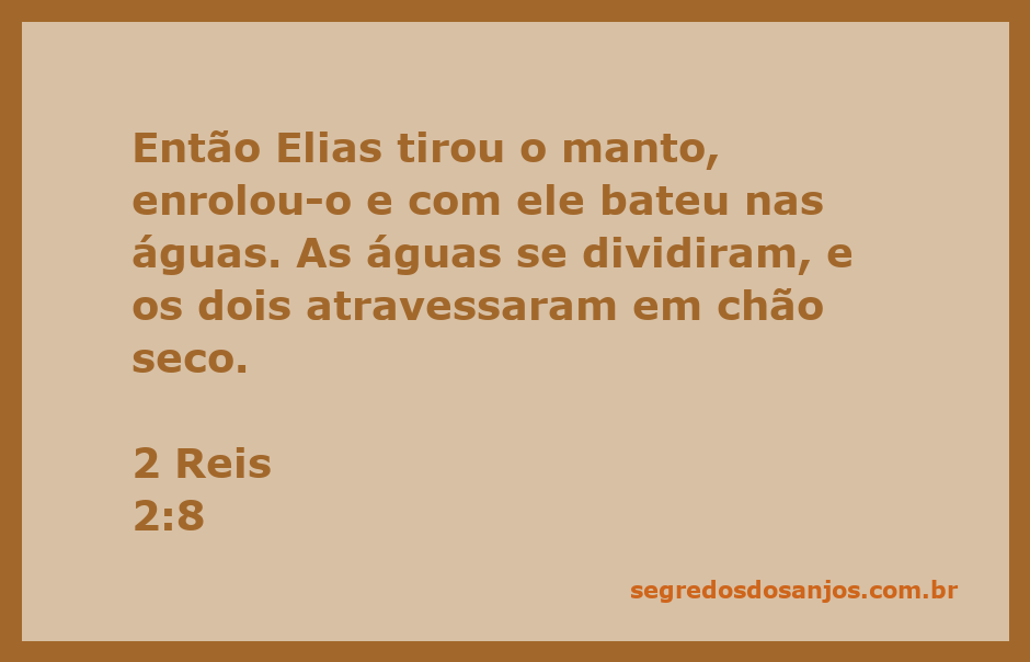 Elias usando seu manto para dividir as águas do rio, simbolizando fé e poder divino.