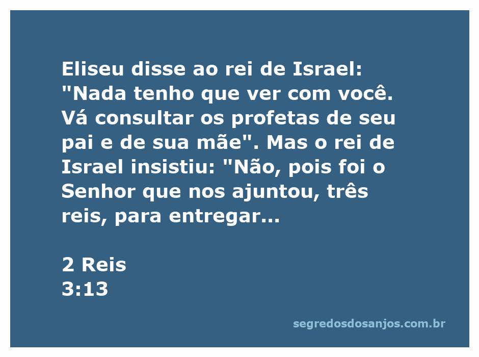 Eliseu responde ao rei de Israel sobre a consulta aos profetas.