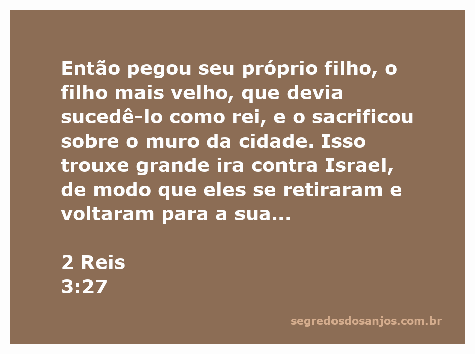 Representação do sacrifício do filho do rei de Moabe, ilustrando a cena de 2 Reis 3:27.