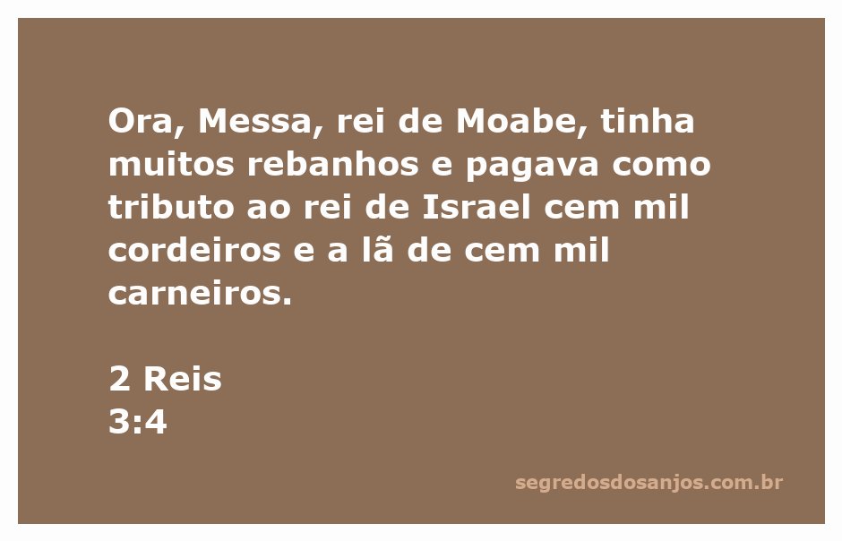 Ilustração da passagem bíblica 2 Reis 3:4, mostrando Messa, rei de Moabe, com seus rebanhos e o tributo que ele pagava ao rei de Israel.