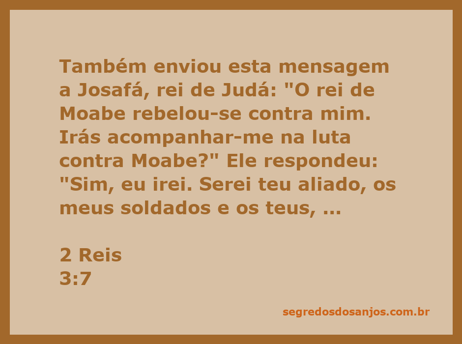 Rei Josafá e o rei de Israel se unindo em batalha contra Moabe.